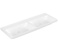 Villeroy & Boch Subway 3.0 lavabo double armoire, sans percement pour la robinetterie, sans trop-plein, non rectifié, 1300x475mm, 4A71D3RW, 4A71D3RW, Colorazione: Bianco pietra ceramicaPiù