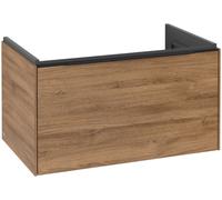 Villeroy & Boch Subway 3.0 Meuble sous-lavabo, éclairage LED, 1 tiroir, 772x429x478mm, C573L1RH, C573L1RH, Colorazione: Frontale/carcassa: Quercia Kansas, manico: Nero Vulcano