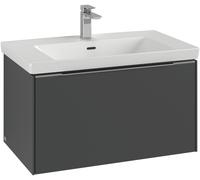 Villeroy & Boch Subway 3.0 Meuble sous-lavabo, éclairage LED, 1 tiroir, 772x429x478mm, C573L2VM, C573L2VM, Colorazione: Fronte/carcassa: taupe, manico: Taupe