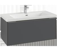 Villeroy & Boch Subway 3.0 Meuble sous-lavabo, éclairage LED, 1 tiroir, 973x429x478mm, C569L1AF, C569L1AF, Colorazione: Parte anteriore/carcassa: verde tenue, impugnatura: nero vulcano