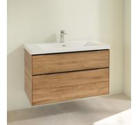 Villeroy & Boch Subway 3.0 armoire sous lavabo, 2 tiroirs, 973x576x478mm, C57001RH, C57001RH, Colorazione: Frontale/carcassa: Quercia Kansas, manico: Nero Vulcano