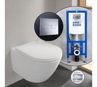 Villeroy & Boch Subway 3.0 SET completo WC sospeso con elemento incasso neeos,, 4670T0RW+16601CR#SET, Subway 3.0 stone white [WC > WC con Elementi Incasso]