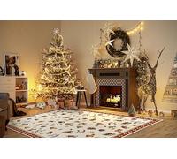 Villeroy & Boch Tappeto di design nostalgico, Toy's Delight - Coperta con albero di Natale, albero di Natale e albero di Natale, per soggiorno, camera da letto, sala da pranzo, corridoio, rosso,