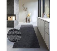 Villeroy & Boch Tappeto di lana Francois naturale per soggiorno, tessuto a mano ed ecologico, in lana boho per soggiorno, camera da letto, sala da pranzo, corridoio, cucina, antracite, 80 x 200 cm