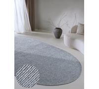 Villeroy & Boch Tappeto di lana Francois ovale, naturale, tessuto a mano e naturale, per soggiorno, camera da letto, sala da pranzo, corridoio, cucina, argento, 160 x 230 cm