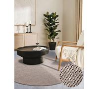 Villeroy & Boch Tappeto di lana Francois rotondo, naturale, tessuto a mano e naturale, per soggiorno, camera da letto, sala da pranzo, corridoio, cucina, lino, 160 cm