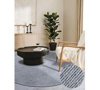 Villeroy & Boch Tappeto di lana Francois rotondo, naturale, tessuto a mano e naturale, per soggiorno, camera da letto, sala da pranzo, corridoio, cucina, argento, 160 cm