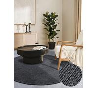 Villeroy & Boch Tappeto di lana Francois rotondo, naturale, tessuto a mano e naturale, per soggiorno, camera da letto, sala da pranzo, corridoio, cucina, antracite, 160 cm