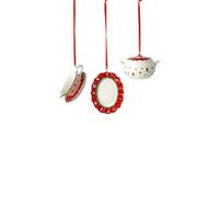 Villeroy & Boch - Toy’s Delight Decoration Decorazioni Servizio di stoviglie, 3 pz, Elegante Set di Decorazioni Pendenti per l’Albero di Natale, Porcellana, Colorate, 3 x 6 cm