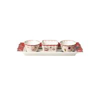 Villeroy & Boch - Toy's Delight Ciotolina Portasalse 4 Pezzi Rosso,Bianco, Decorazione Natalizie, Porcellana Premium