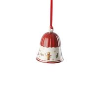 Villeroy & Boch Toy's Delight Decoration Campanella, Addobbo per Albero di Natale, Porcellana, Rosso/Bianco/Oro