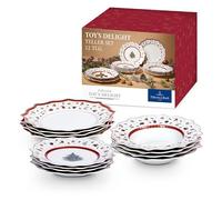 Villeroy & Boch - Toy's Delight Dinner Set 12 Pezzi Rosso,Bianco, Adatto per Microonde, Piatto Ceramica Natale, Piatto Fondo, Decorazione Natalizie, Set di Stoviglie, Servizio, Porcellana Premium