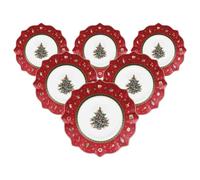 VILLEROY & BOCH Toy's Delight Piatto Colazione Rosso 24cm Set 6 Pezzi Tavola Natale
