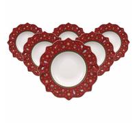 VILLEROY & BOCH Toy's Delight Piatto Fondo Rosso 26cm Set 6 Pezzi Tavola Natale