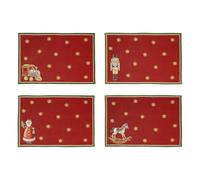 Villeroy & Boch - Toy's Delight set anniversario tovaglietta gobelin 4 pezzi multicolore, Natale, tovaglietta per 4 persone, decorazione tavola, motivo natalizio, cotone, poliestere