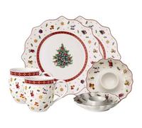Villeroy & Boch Toy's Delight - Set da colazione 6 pezzi, per 2 persone, con piatti da colazione, tazze e portauova, stoviglie natalizie, porcellana premium, colorato/bianco