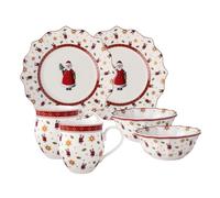 Villeroy & Boch - Toy's Delight set da colazione per 2, motivo Babbo Natale 6 pezzi multicolore, Natale, servizio con piatti da colazione, tazze e ciotole, stoviglie natalizie, porcellana Premium