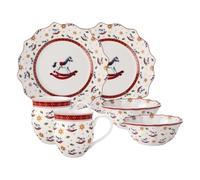 Villeroy & Boch - Toy's Delight set da colazione per 2, motivo cavallo a dondolo 6 pezzi multicolore, servizio con piatti da colazione, tazze e ciotole, stoviglie natalizie, porcellana Premium