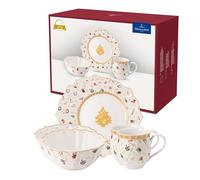 Villeroy & Boch Toys Delight Set da Colazione per 2, Servizio di Stoviglie Natalizio per 2 Persone Edizione Anniversario, Porcellana, Bianco, 6 pz