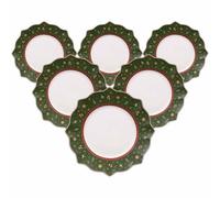 Villeroy & Boch Toy's Delight - Set di 6 piatti da 28 cm, piatti di Natale in porcellana di alta qualità, colore verde