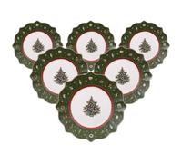 Villeroy & Boch Toy's Delight - Set di 6 piatti da colazione, 24 cm, per Natale, in porcellana di alta qualità, colore: Verde