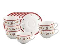 Villeroy & Boch Toy's Delight - Set di 6 tazze da tè e caffè con piattini, 70 ml, in porcellana di alta qualità, rotonde, colore: Bianco
