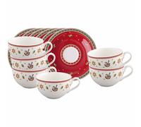 Villeroy & Boch Toy's Delight - Set di 6 tazze da tè e caffè con piattini, 70 ml, in porcellana di alta qualità, rotonde, colore: Rosso