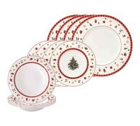 Villeroy & Boch Toy's Delight Set di piatti da 12 pezzi | piatti rotondi da pranzo, zuppa e colazione per 4 persone | stoviglie natalizie | porcellana premium | bianco