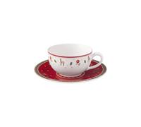 Villeroy & Boch Toy's Delight Specials - Tazza da caffè con piattino, 300 ml, set da cappuccino natalizio per 1 persona, in porcellana premium, colore: Rosso/Bianco