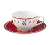Villeroy & Boch Toy's Delight - Tazza da tè e caffè con piattino, 70 ml, in porcellana, rotonda, colore: Rosso