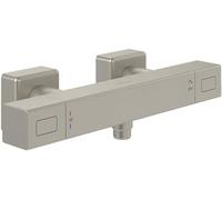 Villeroy & Boch Universal Taps & Fittings, rubinetto doccia con protezione anti-scottatura, miscelatore doccia a vista, rettangolare, nichelato spazzolato opaco
