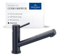 Villeroy & Boch Como Shower rubinetto da cucina, estraibile, orientabile, 92520005, Como Shower nero spazzolato [Rubinetteria da Cucina > Rubinetti da Cucina]
