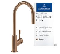 Villeroy & Boch Umbrella rubinetto da cucina, estraibile, orientabile, 92540004, Umbrella bronzo opaco [Rubinetteria da Cucina > Rubinetti da Cucina]