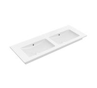 Armadio Villeroy & Boch Venticello - Doppio lavabo 4111DJ, 1300x500mm, senza foro per rubinetto, con troppopieno, Colorazione: Bianco - 4111DJ01