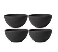 Villeroy & Boch Villeroy und Boch - Ciotola Manufacture Rock, 430 ml, 14 cm, in porcellana premium, adatta per lavastoviglie e microonde, 4 pezzi, colore: Nero