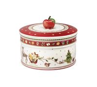 Villeroy & Boch - Winter Bakery Delight Barattolo Rotondo Rosso, Decorazione Natalizie, Scatola di Biscotti, Porcellana Premium,Silicone