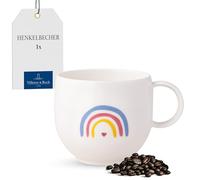 Villeroy & Boch - With Love Tazza con manico Be Happy, porcellana Premium, regalo, tazza da caffè, mug, tazza per caffè e tè, lavabile in lavastoviglie e utilizzabile nel microonde