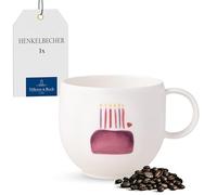 Villeroy & Boch - With Love Tazza con manico Happy Birthday, porcellana Premium, regalo, tazza da caffè, mug, tazza per caffè e tè, lavabile in lavastoviglie e utilizzabile nel microonde