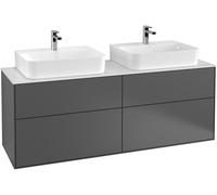 Villeroy und Boch Finion Meuble sous-lavabo, 1600x603x501mm, avec éclairage LED, plaque de recouvrement blanc mat, G18100GN, G18100GN, Colorazione: Noce impiallacciato