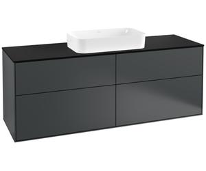 Villeroy und Boch Finion Meuble sous-lavabo, 1600x603x501mm, avec éclairage LED, plaque de recouvrement noir mat, G32200HG, G32200HG, Colorazione: Lacca opaca blu notte