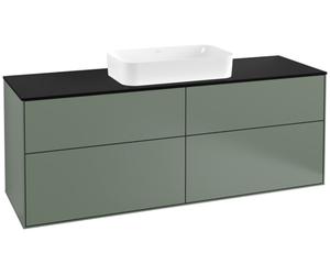 Villeroy und Boch Finion Meuble sous-lavabo, 1600x603x501mm, avec éclairage LED, plaque de recouvrement noir mat, G32200GM, G32200GM, Colorazione: Lacca opaca oliva