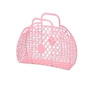 ViLLex Cestino per la Spesa in plastica Verdure, con Manico, Borsa in Rete di plastica gelatinosa, Borsa Spiaggia Ragazza retrò, Le Donne, ottime Vacanze, Shopping (Rosa)