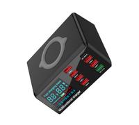 VILLFUL 1 pezzo Caricatore Wireless Pd Type con Porte USB Stazione per Smartphone Carica Ordinato per e Casa Nero