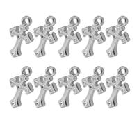 VILLFUL 10 Pezzi Ciondoli a Forma di Croce in Acciaio Inossidabile 8X13Mm Mini Ciondoli Crocifisso di Gesù per Creazione Gioielli Accessori Religiosi per Braccialetti e Collane