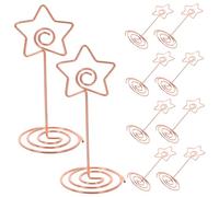 VILLFUL 10 pezzi Portafoto Metallo Stella Cinque Punte Clip Segnaposto per Tavolo Rosa Oro Supporti per Tavolo e Biglietti per Matrimonio Festa e Ufficio