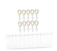 VILLFUL 10 Set Bomboniere Battesimo Rosari Legno Crocifisso Sacchetti Rete Prima Comunione Shower Matrimonio