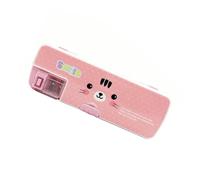 VILLFUL 1pezzi Portapenne Creativo Plastica Con Motivo Emoticon Per Scuola Astuccio Doppio Con Temperino Colore Rosa Spazio Sufficiente Per Penne e Materiale Di Ufficio