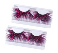 VILLFUL 2 Paia colorate extra lunghe Ciglio Estensioni frustata esile falso stili macchia bianca rosa costume
