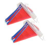 VILLFUL 2 Pezzi Bandierine Triangolari Rosso Bianco Blu per Decorazioni Feste Outdoor Facili da Installare per Compleanni e Patriottici