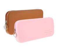 VILLFUL 2 pezzi Borsa in Silicone con Zip Organizer Trucco Portatile per Pennelli e Pochette Make Up Viaggio per Donne Design Semplice e Resistente per Turismo e Palestra